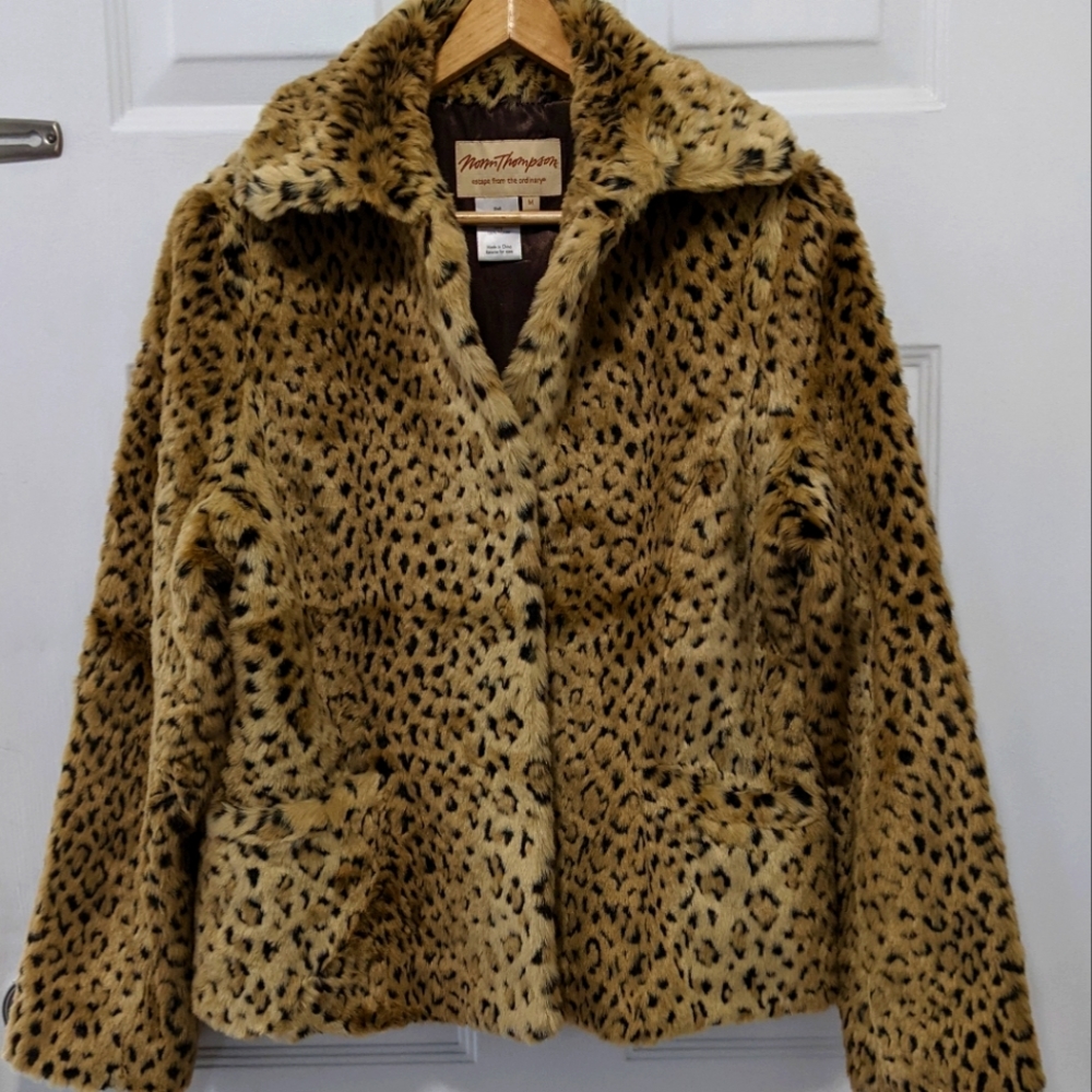 Norm Thompson Vintage Leopard Faux Fur Coat